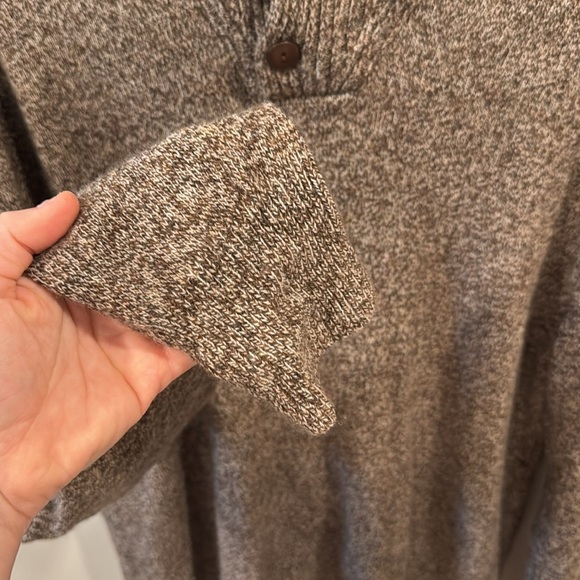 J. Crew Men's Marled Merino Wool Shawl Collar Sweater Brown Long Sleeve Size L - Picture 4 of 4